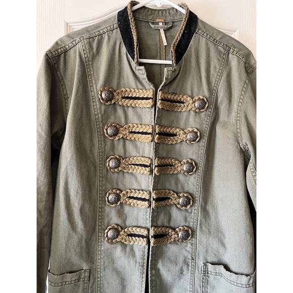 Free People Military-style Passenger Jacket Small Moss Green Fashion Long Coat - Picture 3 of 16